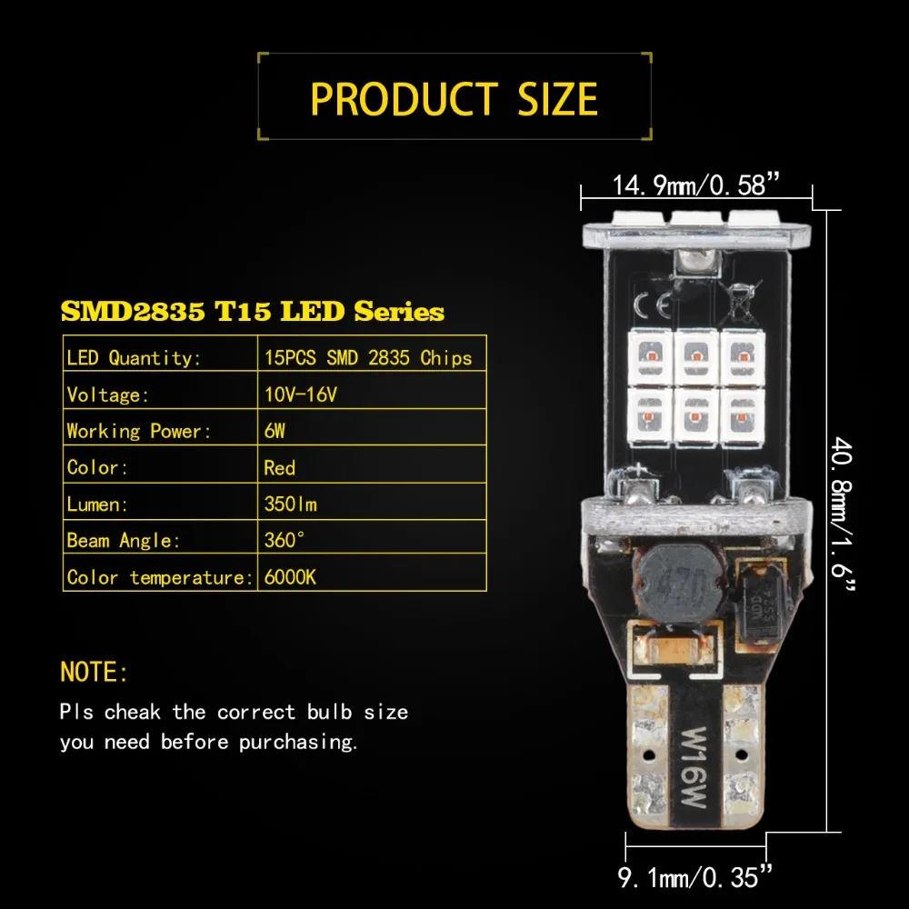 Katur 2 шт. T15 T16 W16W 912 921 CANBUS безошибочные светодиодный ные лампы Автомобильные