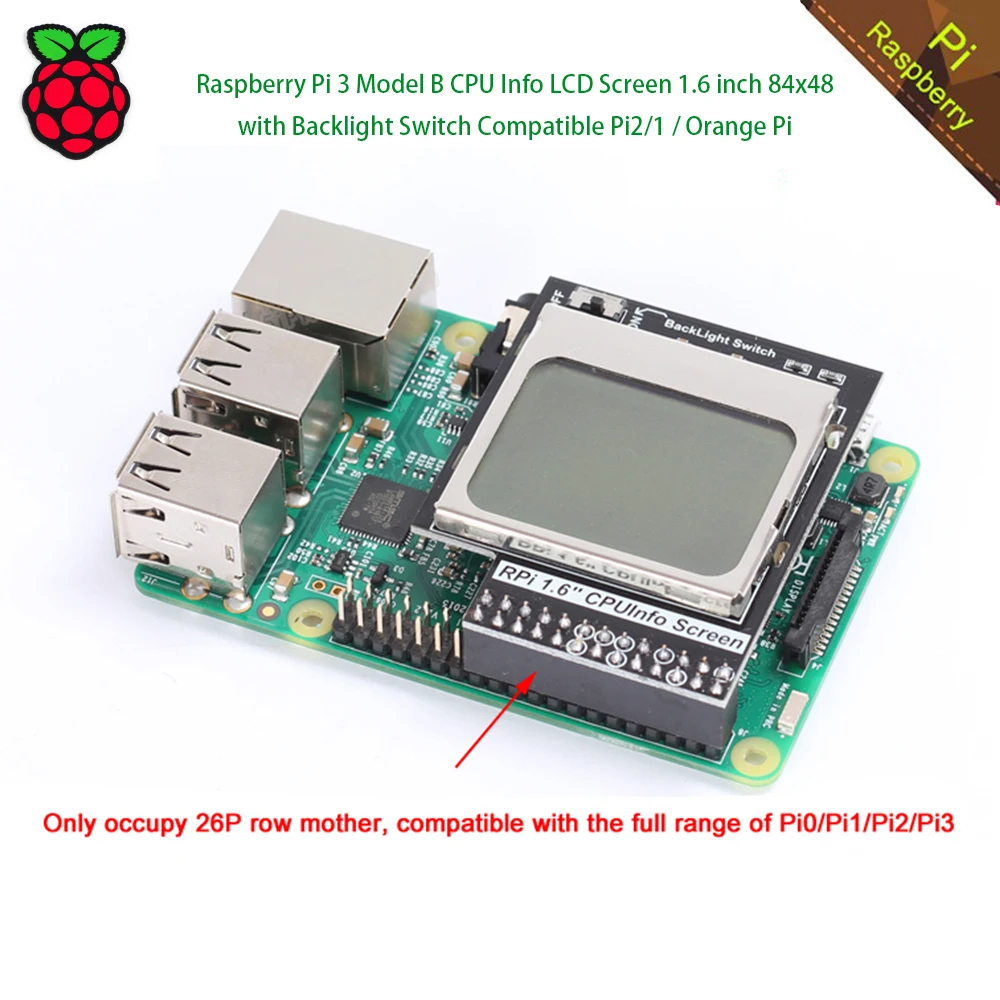 Оранжевый pi/Raspberry Pi 3 Модель B Процессор информация ЖК дисплей Экран 1.6 дюймов 84x48 с