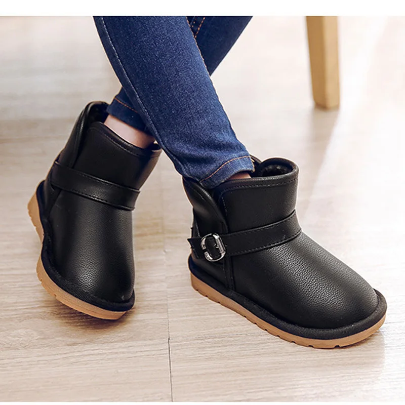 Детские Водонепроницаемые зимние ботинки из искусственной кожи хорошего