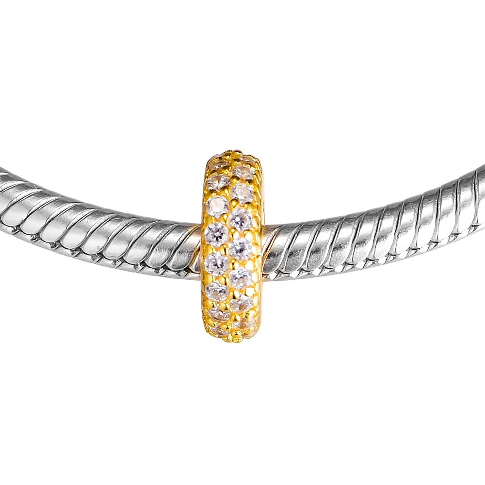 

Fits for Pandora Charms Bracelets Abstract Beads With Golden Color 100% 925 Sterling Silver Jewelry Free Shipping