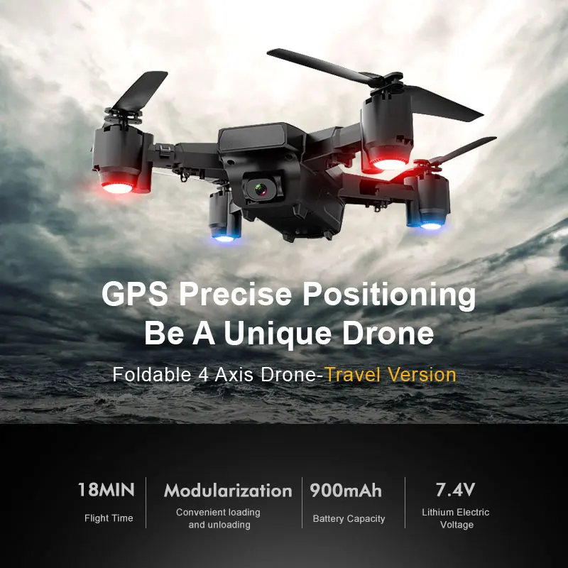 FPV Дрон gps 1080P камера HD wifi низкая мощность возврат живое видео следование за мной складной селфи Квадрокоптер с камерой VS sg906 Zino