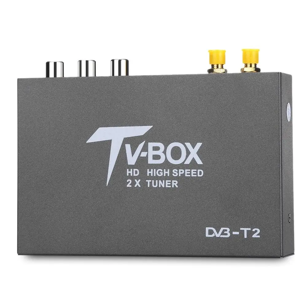 160 км/ч высокая скорость T338B H.264 HD DVB-T2 Автомобильный цифровой ТВ-тюнер DVB-T MPEG-4 мобильный ТВ-приёмник с двойной антенной усилителя