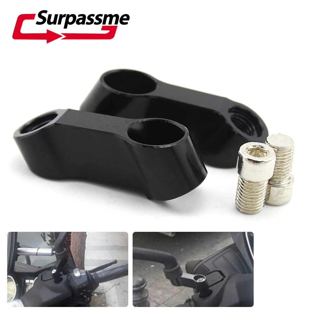 

Universal CNC Aluminum Motorcycle Rearview Mirrors Extension Brackets Mirror Riser Adapter Black Motorcycle Accessories