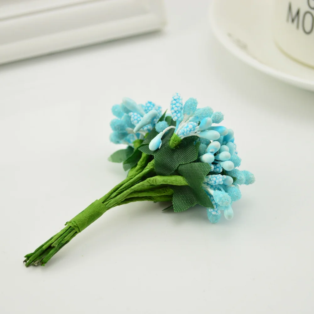 Sky blue Дешевые 12 шт./лот искусственные тычинки цветы для рукоделия аксессуары для дома Скрапбукинг DIY ВЕНОК Конфеты Подарочная коробка украшения - Цвет: Sky blue