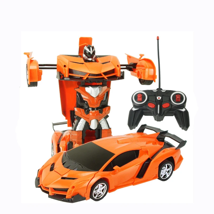 2in1 rc car sports car transformation robots models remote control deformation car rc fighting toy kidschildrens birthday gift free global shipping