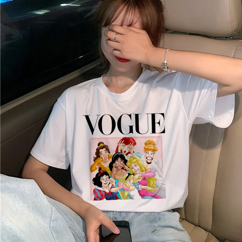Vogue Harajuku Ullzang Футболка женская забавная мультяшная принцесса футболка 90s графическая Эстетическая Футболка Модные кавайные футболки женские