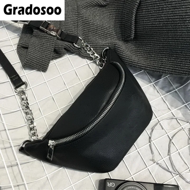 Gradosoo модная сумка на грудь с цепочкой женская из искусственной кожи поясная для