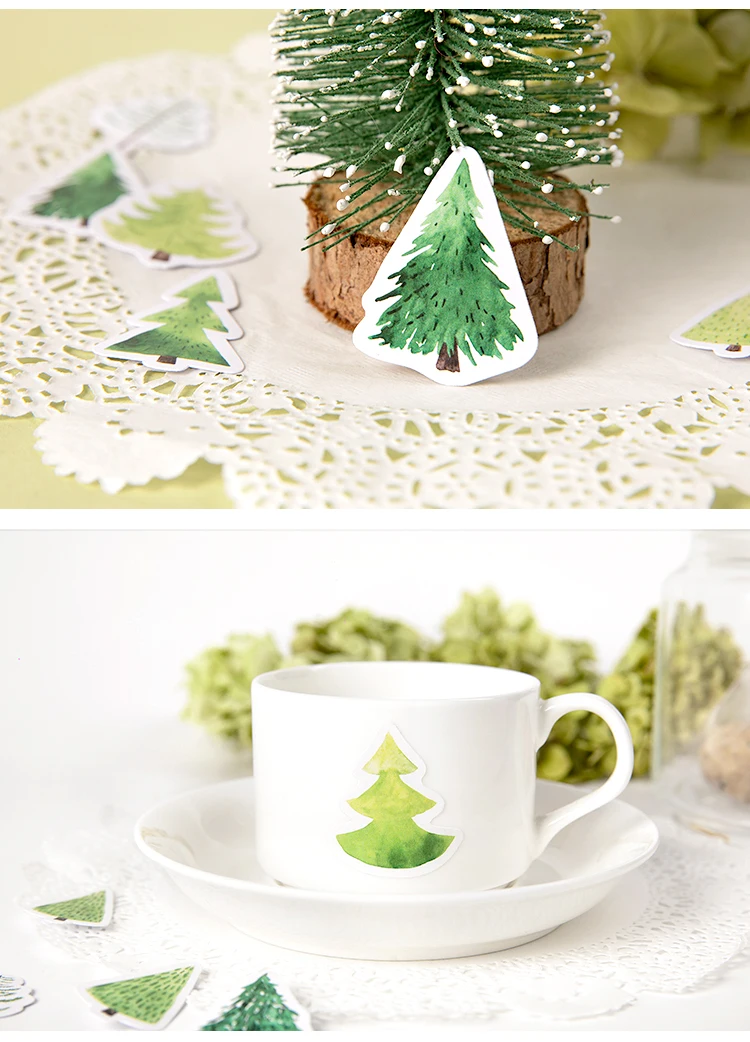 45 шт./кор. Fores green tree стикер мультяшка Клейкая Бумажная Наклейка для творчества Подарочная открытка ручной работы Альбом инструменты для наклеивания вырезок Украшение Наклейка