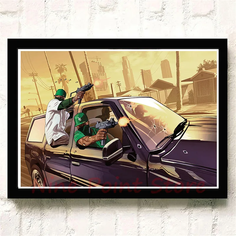 GTA Grand Theft Auto San Andreas бумага с покрытием Плакат Бар Кафе гостиная столовая стены бескаркасные - Цвет: Лиловый