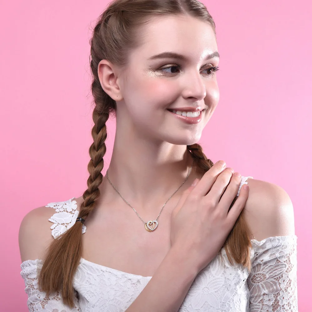 Ожерелье с подвеской в виде сердца из серебра 925 пробы фианитом B6023|necklace heart