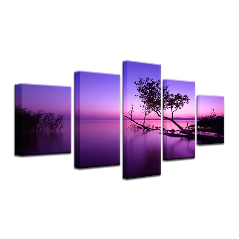 5 шт. декоративная картина на холсте дерево закате озеро|wall painting canvas|wall paintingpainting