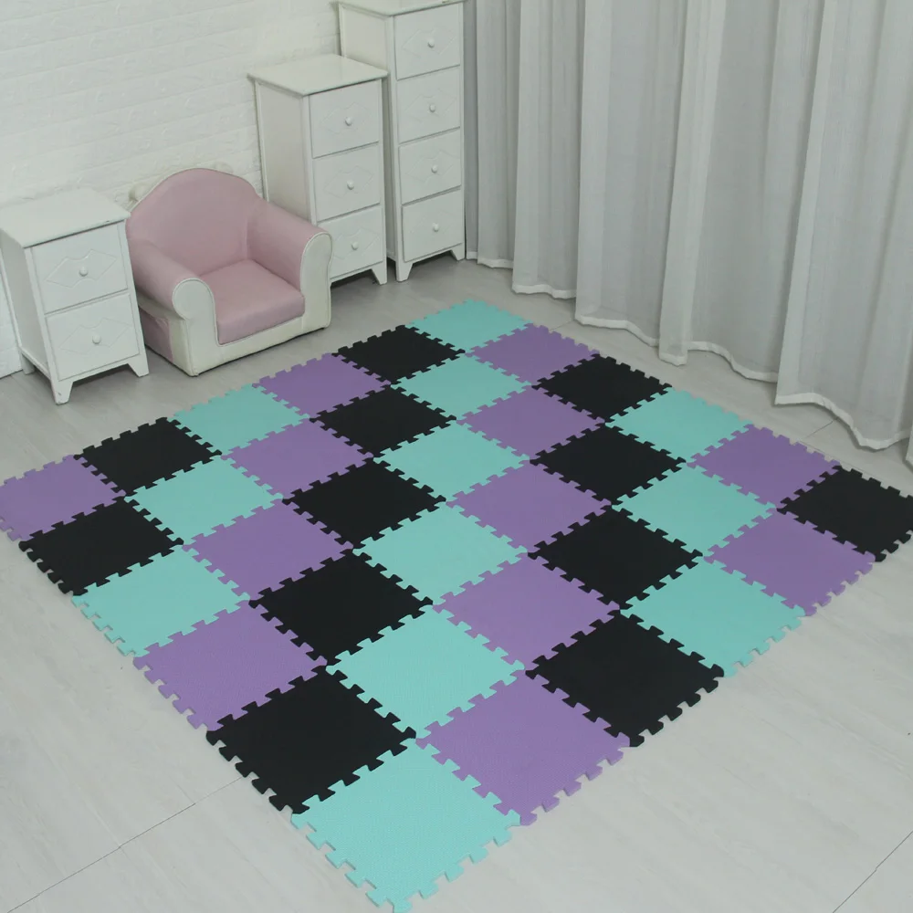 black green purple Mei QI cool для детей, eva пены игровой коврик-пазл для детей взаимосвязанных тренировки Плитки половик коврик, каждый 30X30cm18 24/30 шт. коврик для игр - Цвет: black green purple