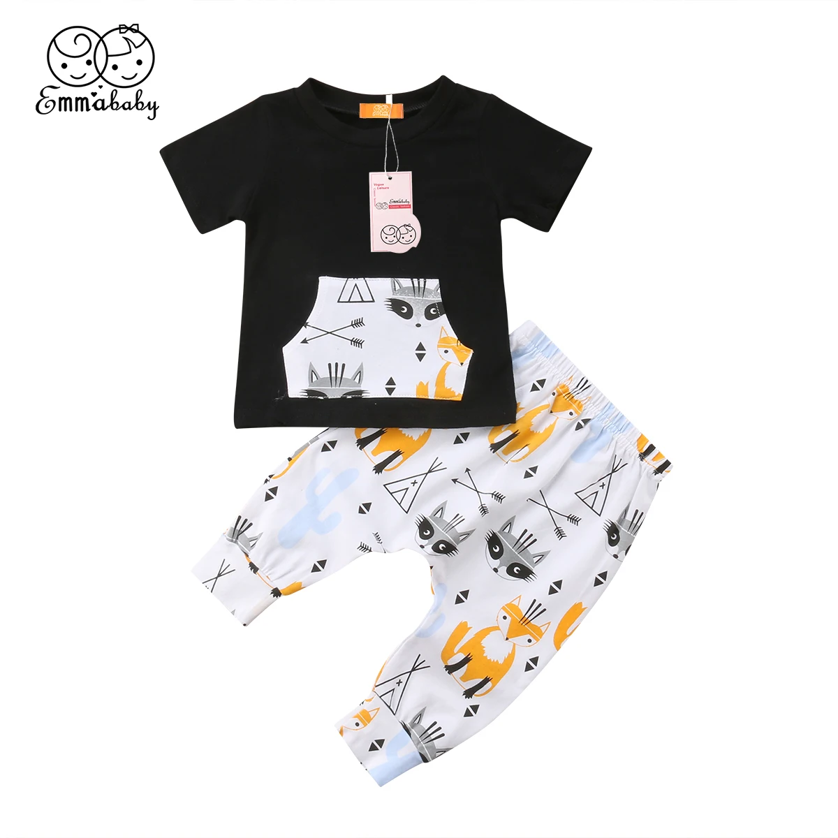 Повседневный комплект одежды из 2 предметов для маленьких мальчиков футболка с