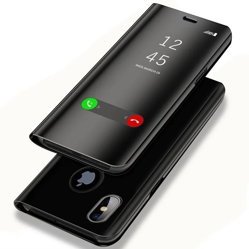 Роскошный чехол для iPhone 11 Pro Max X XR XS 7 8 Plus, глянцевый зеркальный флип-чехол, кожаный чехол для Apple i Phone 6 6 S, Miroir Coque Fundas