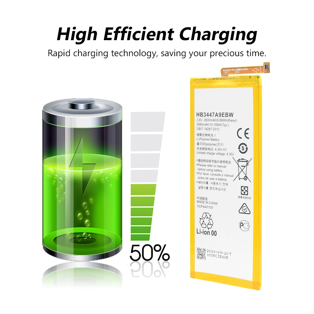 100% Новый оригинальный YCDC Высококачественный аккумулятор HB3447A9EBW для huawei Ascend P8 GRA L09