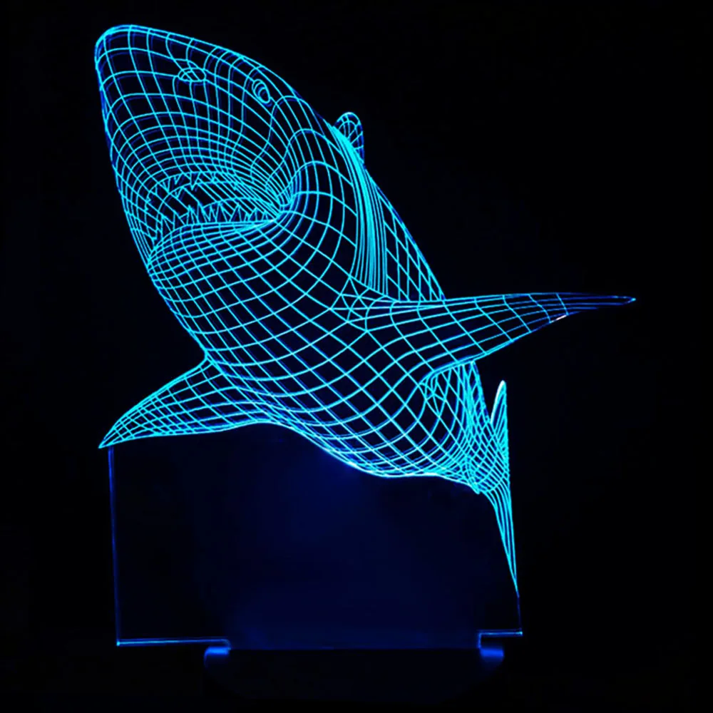 

Shark 3d Lamp Led Gradient Acrylic Visual 7 Color Touch Led Night Light Luminaria De Mesa Novelty Table Lamp