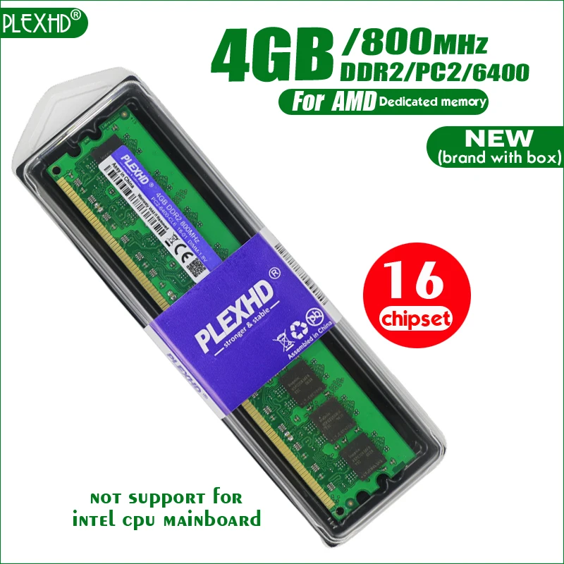Новый PLEXHD 4 Гб 16 чипов DDR2 PC2 6400 800 МГц 4G для настольных ПК DIMM оперативная память 240