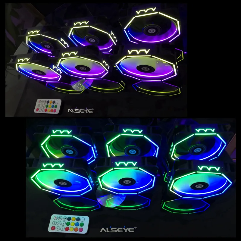 ALSEYE 120 мм PC Вентилятор Cooler Компьютер RGB вентилятор с радиочастотным пультом