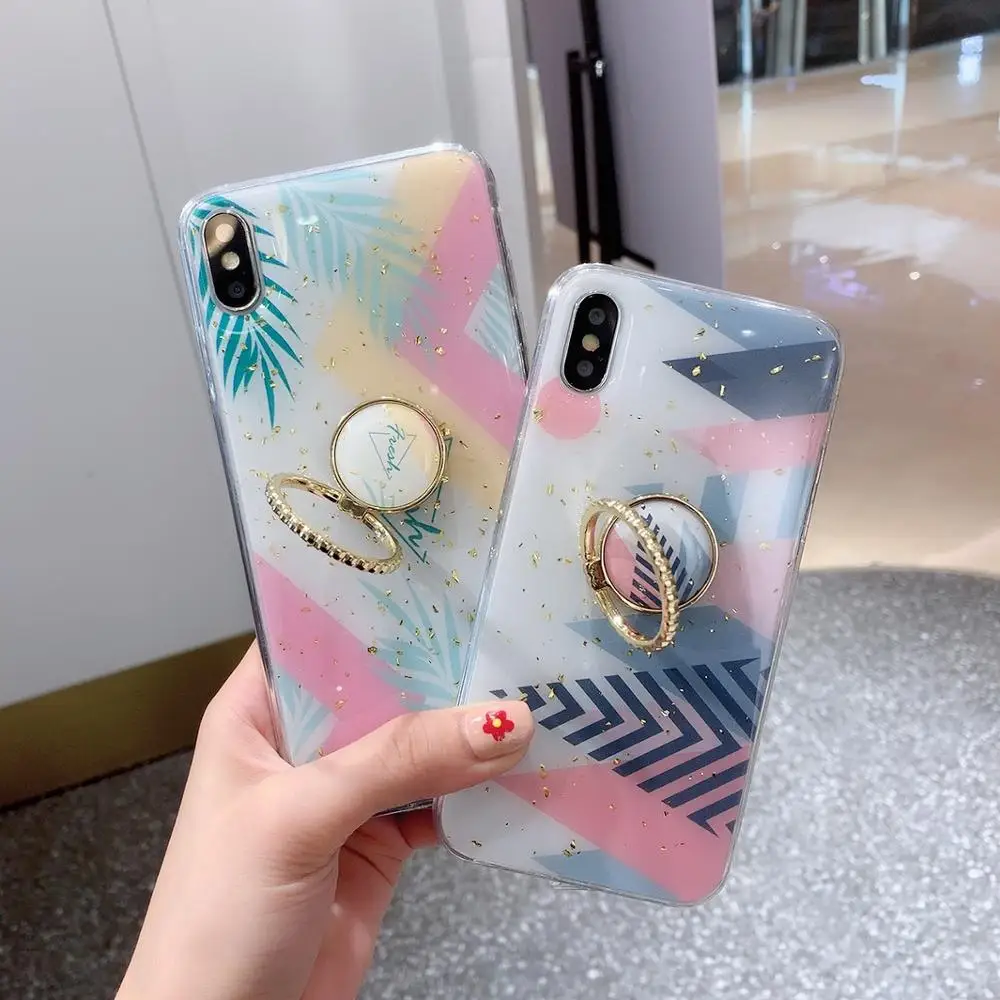 Роскошный блестящий чехол-держатель для телефона iPhone 8 7 6 S Plus треугольный