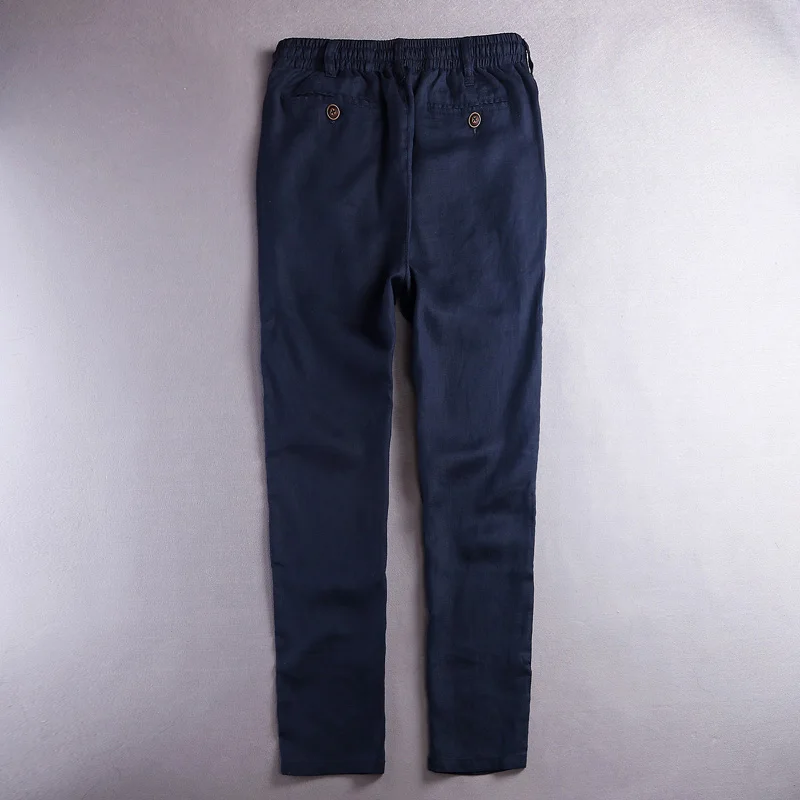 Breathable pure linen trousers men flax casual pants fashion long mens solid business male pantalon hombre | Мужская одежда