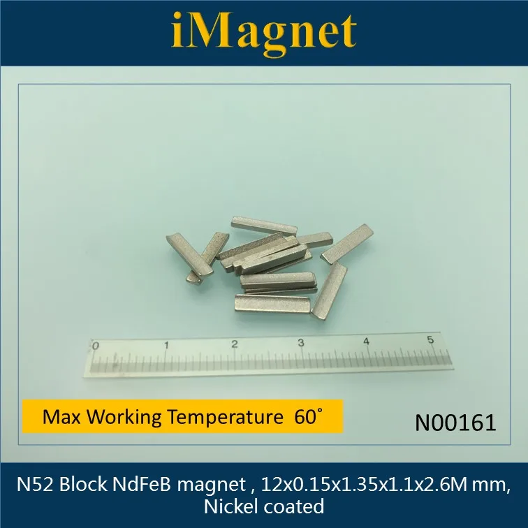 

10 шт. N52 блок супер сильный редкоземельный неодимовый магнит, 12x0,15x1,35x1,1x2,6 м мм, кубовидный магнит ndfeb, магнит для холодильника