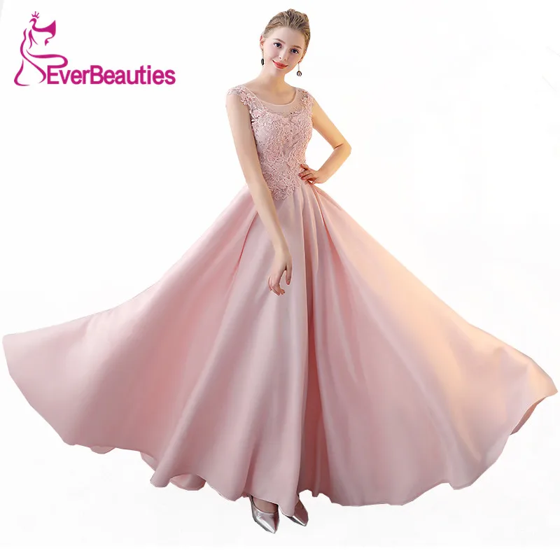 Robe De Soiree 2019 Элегантное Длинное атласное вечернее платье с аппликацией вечерние