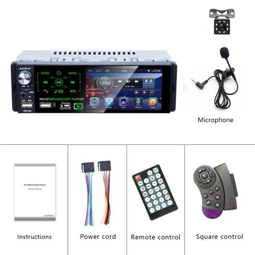 Mic with 8 IR Camera Podofo 1 din автомагнитола RDS медиа MP5 плеер Bluetooth 1Din Авторадио " HD сенсорный экран FM приемник USB аудио стерео камера заднего вида - Цвет: Mic with 8 IR Camera