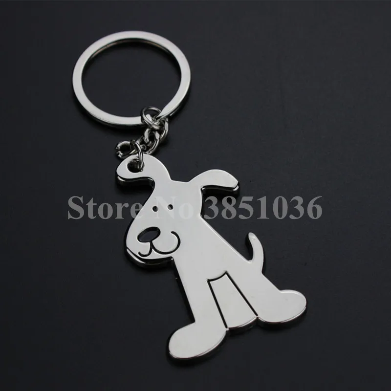 100 pcs/lot Metal Dog Keychain Key Ring fashion animal key Chain personalized car key holder Pendant Women bag charms Key ring