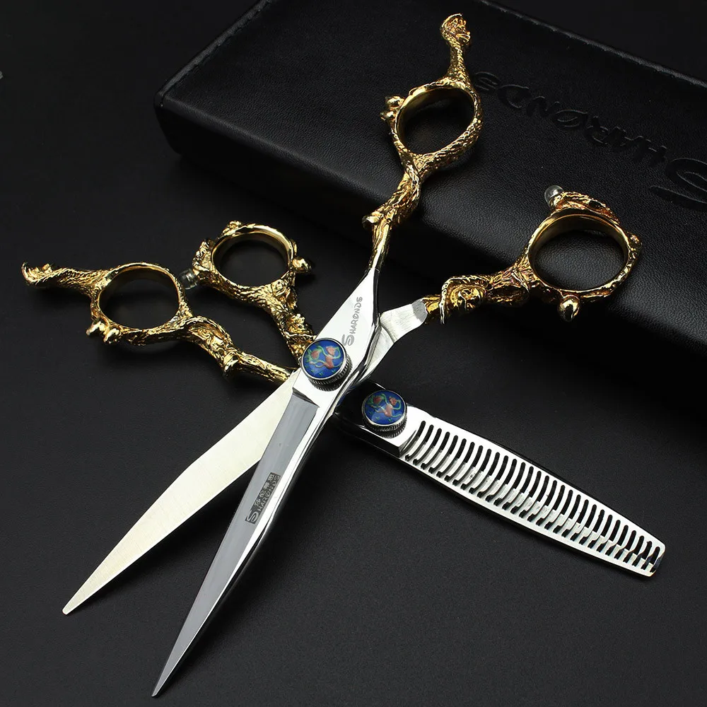 Набор парикмахерских ножниц с золотистой ручкой 6 дюймов|hairdressing scissors|hairdressing scissor