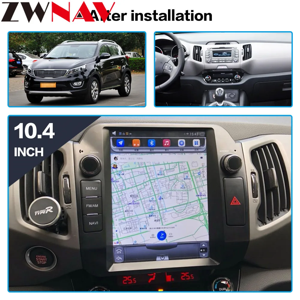Android 7,1 Тесла экран 10," автомобильный стерео для Kia Sportage R 2010- автоматическое радио GPS навигация видео мультимедийная Главная панель
