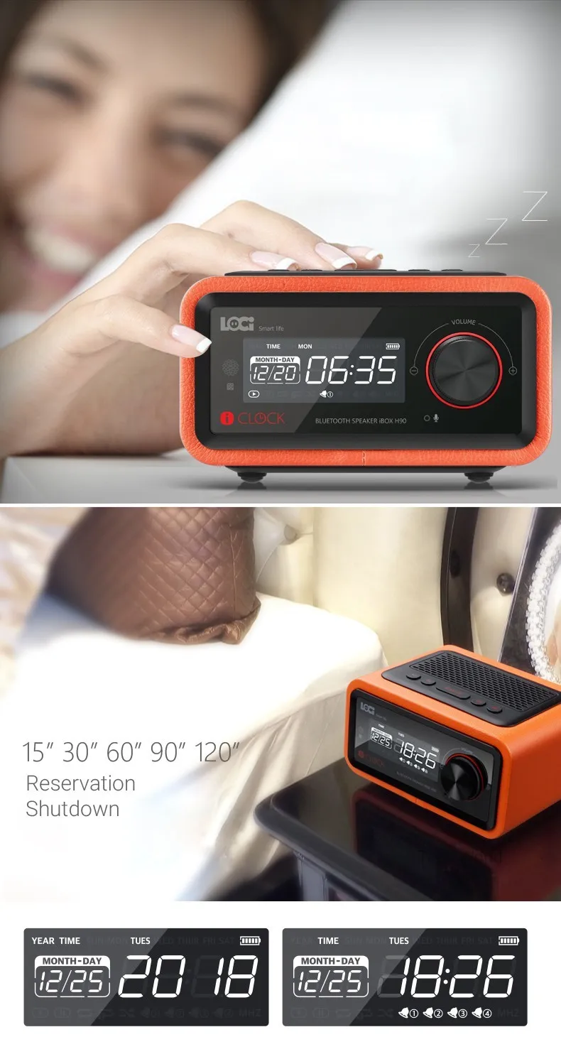 Беспроводная Настройка сигнализации FM радио Функция Bluetooth плагин динамик портативный мультимедиа маленький стерео сабвуфер мини часы