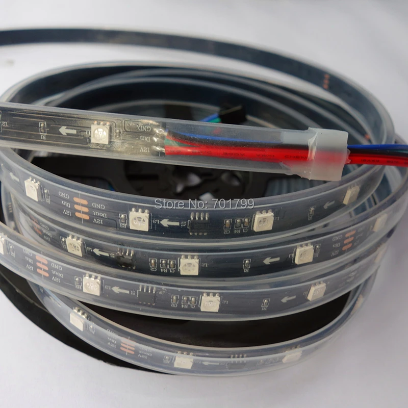 5 м DC12V WS2811 150 светодиодный s(10 пикселей/м) Черный PCB светодиодный цифровой полосы; IP66; водонепроницаемый в силиконовой трубке