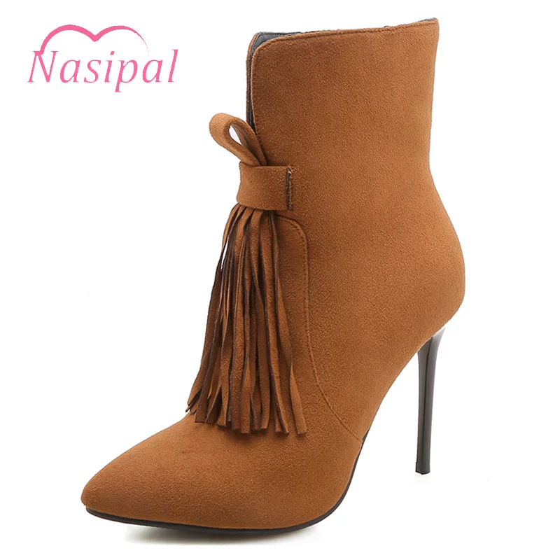Nasipal бахромой ботильоны женские туфли на высоком каблуке с кисточками Для женщин