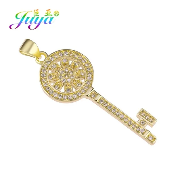 Gold Pendant Ручной работы DIY материал для изготовления украшений роскошный цветок ключ кулон аксессуары для женщин Свадебный день рождения чокер колье изготовление - Окраска металла: Gold Pendant