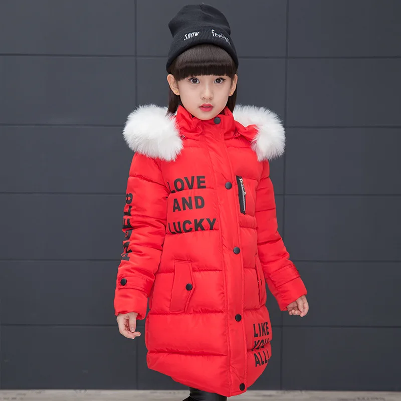 2020 New Girls Winter Thick Warm Coat Kid School Casual Hooded Down Jackets Fashion Letter Print Cotton-Padded Coats | Детская одежда и