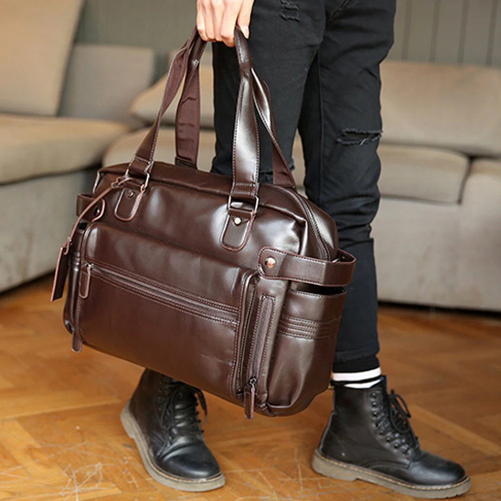 Молодежная модная мужская кожаная дорожная сумка винтажные сумки для