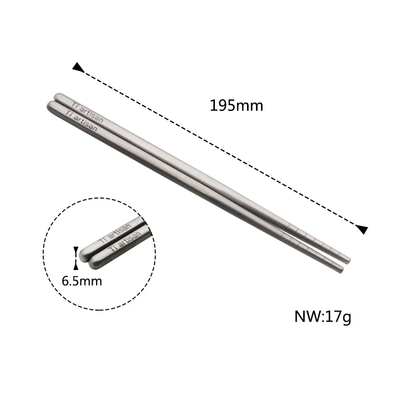 Пустотелые квадратные палочки Tiartisan китайские сверхлегкие для еды из титана