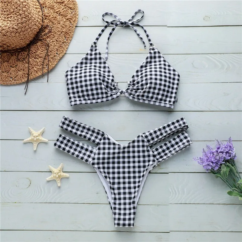 Женский купальник-бикини комплект из двух предметов сексуальный бюстгальтер с