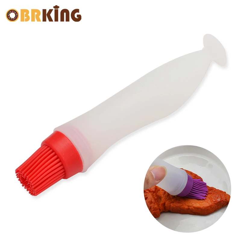 OBRKING портативная силиконовая бутылка со щеткой для смазывания маслом кисти