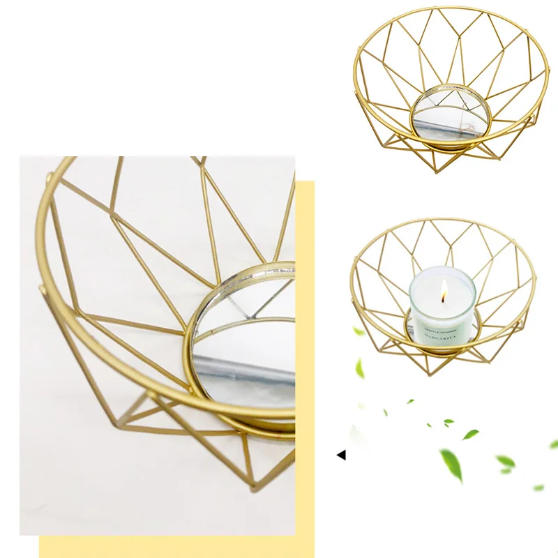 3D геометрический креативный подсвечник из кованого железа полый для свадебного