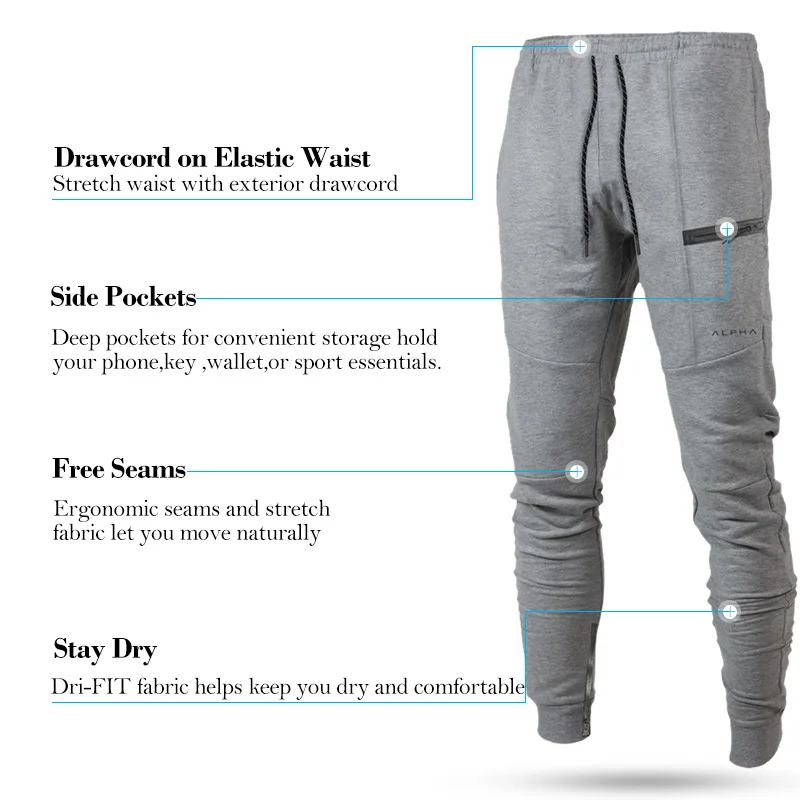 Мужские штаны для бега фитнеса тренажерного зала мужские спортивные брюки