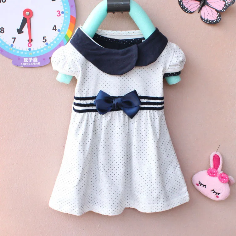 Free shipping 4pc/lot 2013 dress girl summer new Korean girls' dresses princess bow spot for baby girls C0684 | Детская одежда и