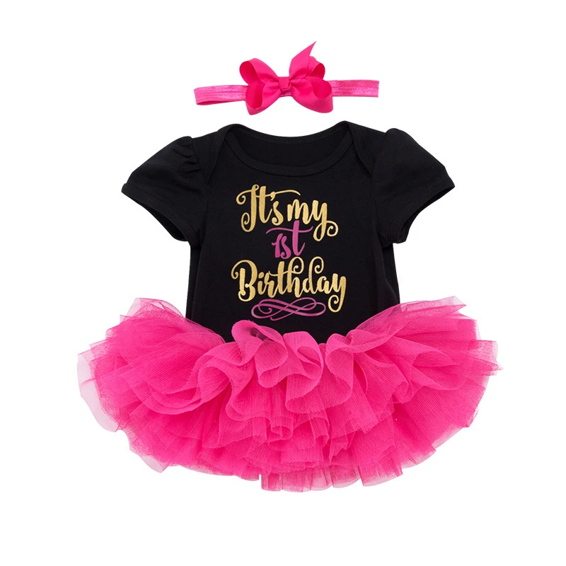 

fashion Birthday Baby Girl Outfits Dress Party Infant Tutu Little Girls Toddler Clothes Short sleeve letter romper 3pcs