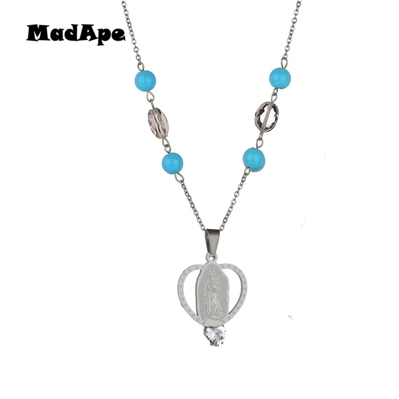 MadApe 2019 рождественское ожерелье из нержавеющей стали с изображением девы Марии