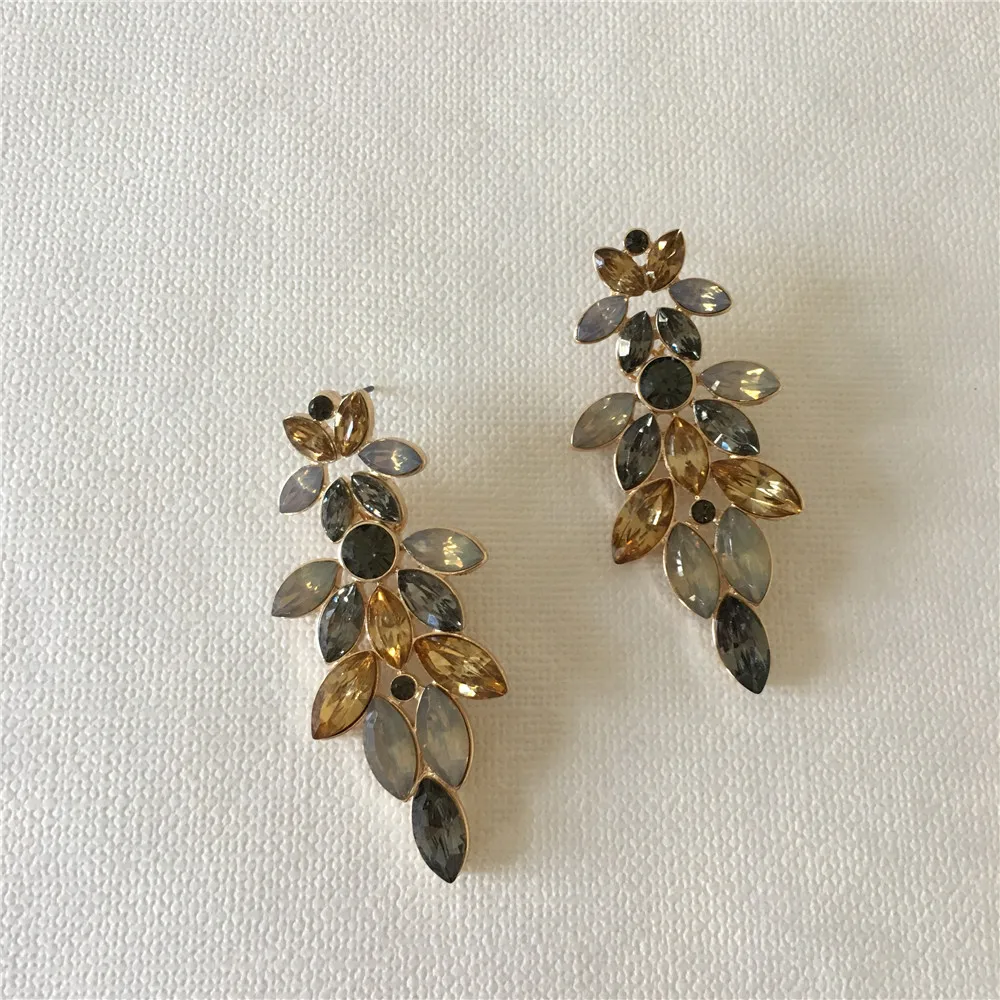 Pretty gold color plating yellow and black tone Stone Tree drop earrings for women statement | Украшения и аксессуары