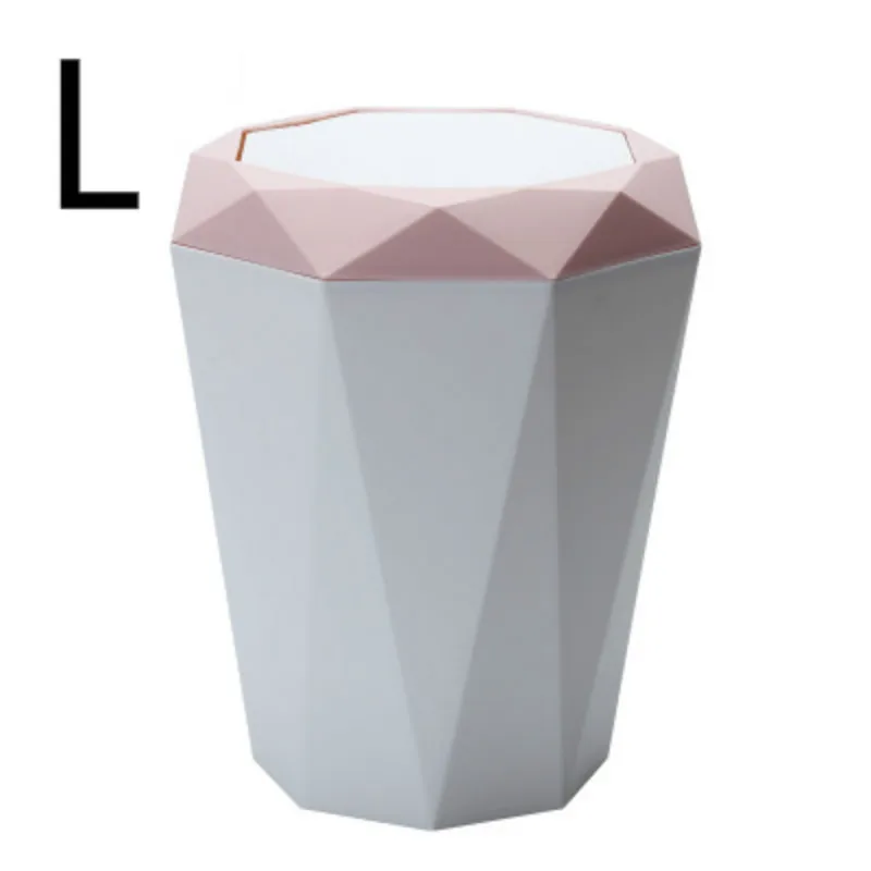Pink-9L Нордический лоскутный Тип мусорный бак креативный Алмазный Тип настольная бумажная корзина пластиковая Кухня Гостиная Офис ведро для хранения мусора - Цвет: Pink-9L