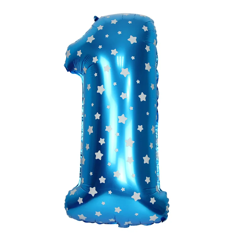 Большой 40 дюймов розовый/синий Сердце Звезда точка цифровой фольги шары 1th День
