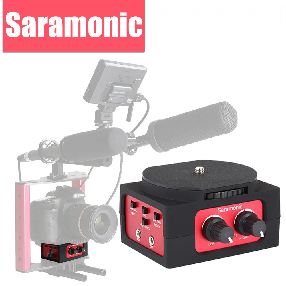 Saramonic SR AX101 2 канальный аудио микшер микрофон адаптер с XLR и 3 5 мм интерфейсом для