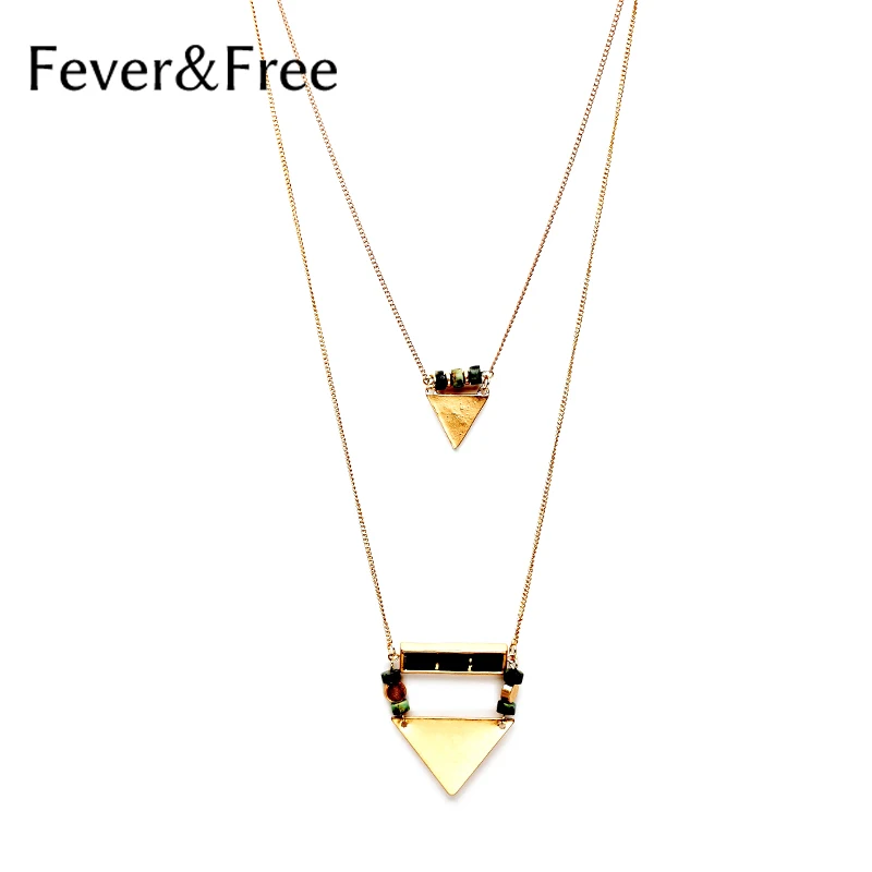 Fever &amp Free новинка женское Двухслойное ожерелье из золотого и серебряного сплава с