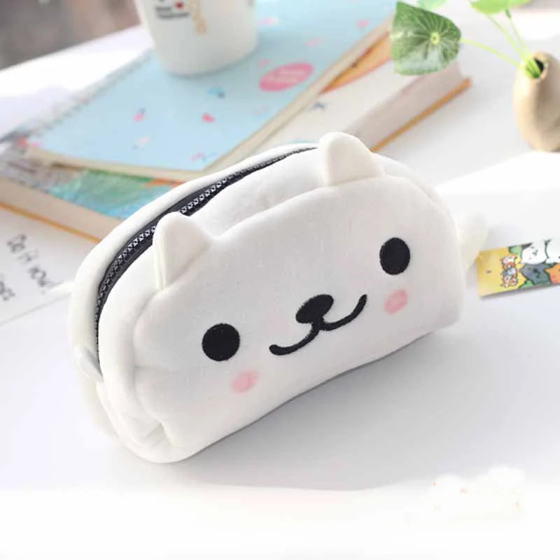Милый Пенал Школьный для мальчиков и девочек холст Kawaii пенал ручка сумка большой мультфильм котенок плюшевый Кот большой объем Студенческая ручка чехол
